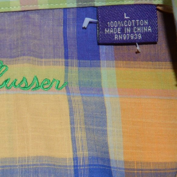 Alan Flusser Plaid Checkered Lightweight Button-up Shirt Large - Picture 6 of 10